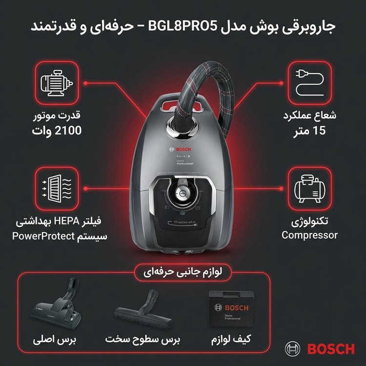 جاروبرقی بوش مدل BGL8PRO5