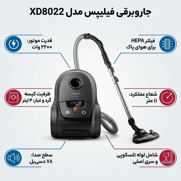 جاروبرقی فیلیپس مدل XD8022